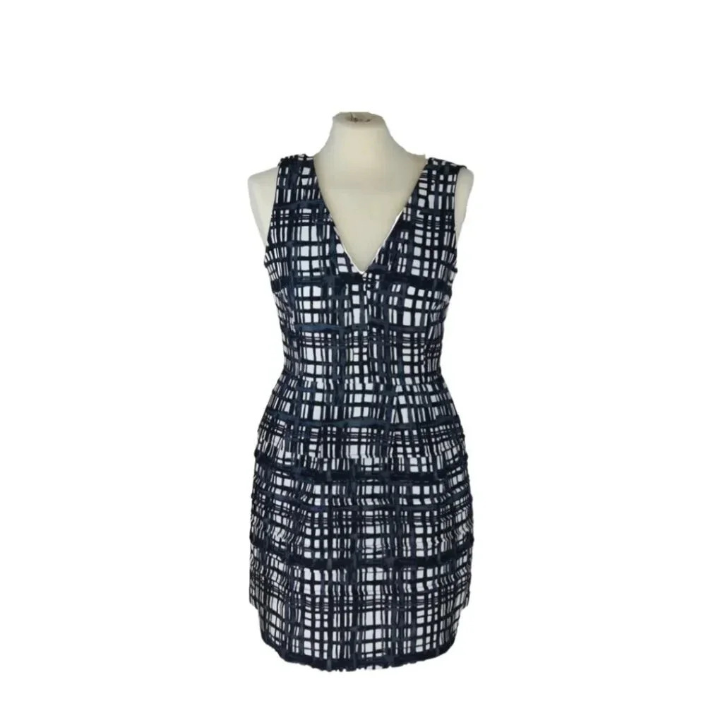 Madewell || Midnight Brushstroke Double V Neck Blue White Dress Sz 2